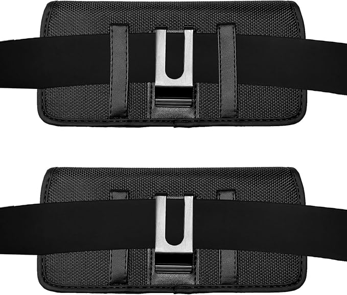 Nylon Cellphone Holster for iPhone 12/13/14/15 Pro Max/Plus, Samsung Galaxy A04S A13 A14 A15 S22 S23 S24 Plus- Horizontal Case Canvas Waist Carrying Pouch with Belt Clip/Loops, Black