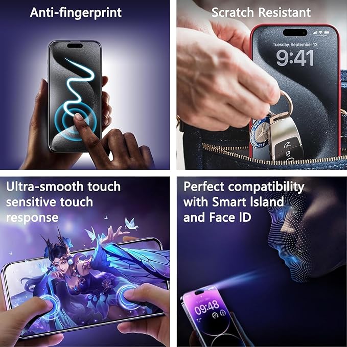 Privacy Screen Protector for iPhone 17 Pro Max 6.9-Inch, Auto Dust Removal, 9H Tempered Glass, Full Cover, Anti-Fingerprint, Easy Installation,2 Pack