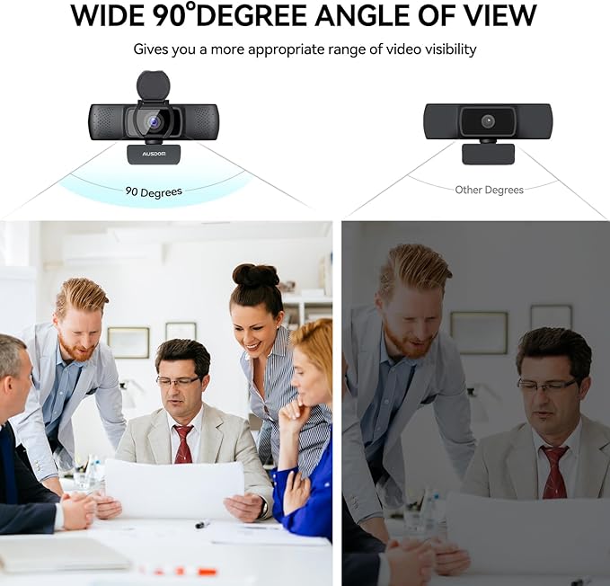 AUSDOM 4K Webcam, Autofocus Webcam with Microphone, Privacy Cover, Plug and Play USB Computer Web Camera for Pro Streaming/Online Teaching/Video Calling/Zoom/Skype (Black-4K)