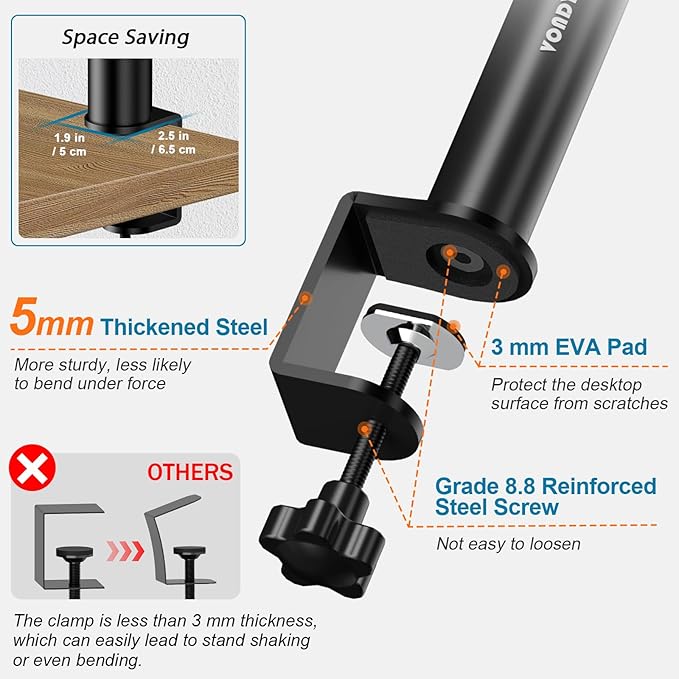 Set of 2 Studio Monitor Stands Desktop Clamp Speaker Stands Against The Wall
