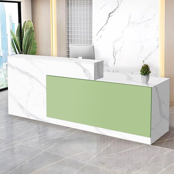 Reception Desk with Counter Modern Checkout Counter with Lockable Drawer Keyboard Tray Receptionist Desk for Office Salon Reception Table Q Right 55inch/140cm