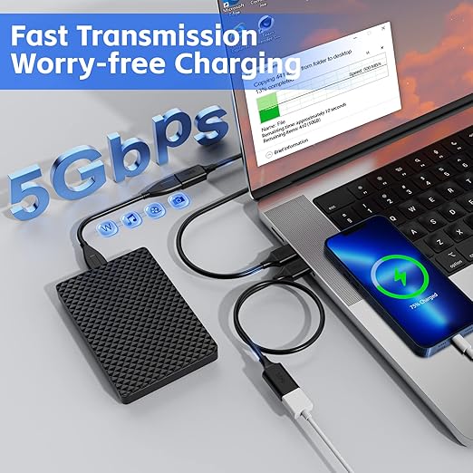 USB Extender 1.6FT (2 Pack) - USB 3.0 Extension Cable, A Male to Female, Compatible with USB Flash Drive, Hard Drive, Card Reader, Webcam, Printer, Keyboard, Mouse, Playstation, Xbox, VR Headset