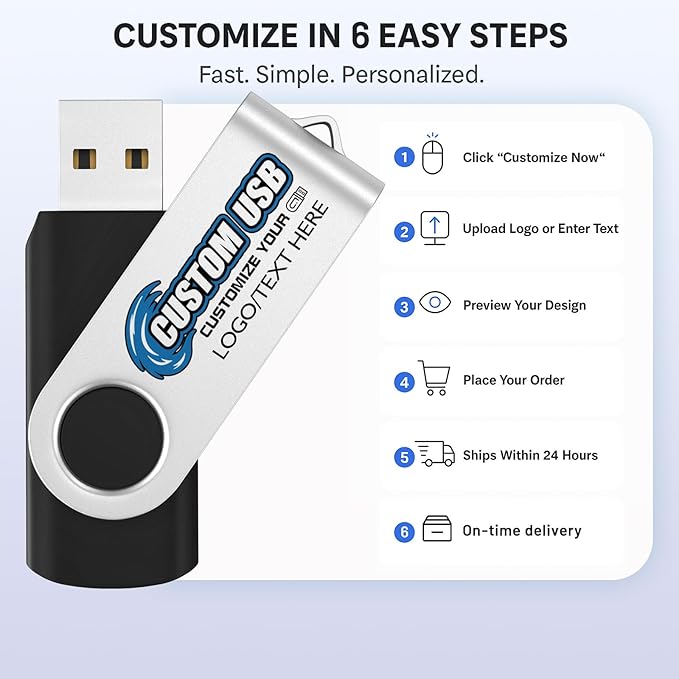 ABLAZE Personalized USB 128GB Flash Drive 10 Pack, USB 2.0 Custom Thumb Drives Personalized Pendrive Memory Stick (Mixcolors)