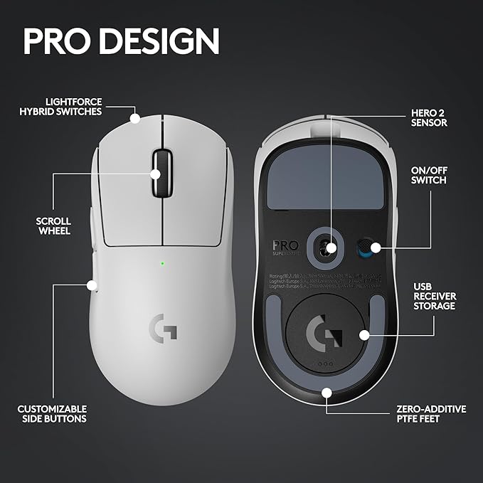 Logitech G Pro X Superlight 2 Lightspeed Wireless Gaming Mouse + G Pro X TKL Lightspeed Wireless Gaming Keyboard (Tactile) Bundle - White