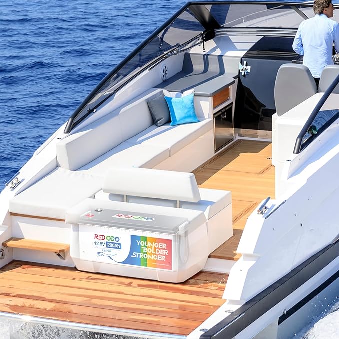 Redodo 12.8V 200Ah LiFePO4 Battery Lithium Battery with 100A BMS, 4000-15000 Deep Cycles & 10-Year Lifetime, Perfect for RV, Camping, Boats, Trolling Motor, Solar Home System, etc