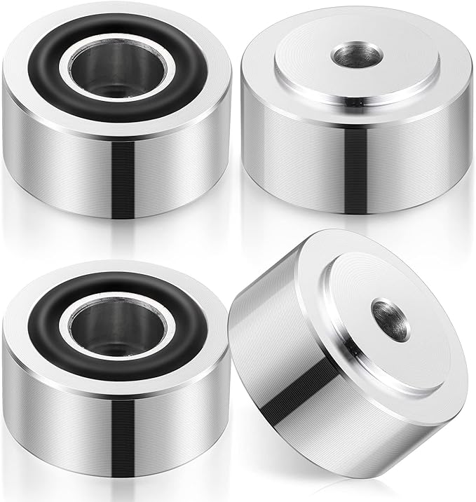 Facmogu 4PCS Silver Aluminum Alloy Speaker Isolation Feet, Turntable Isolation Pad for Reduce Vibration & Resonance, Speaker Spike Pads with Non-Slip Rubber Ring for Amplifier HiFi Devices Recorder CD