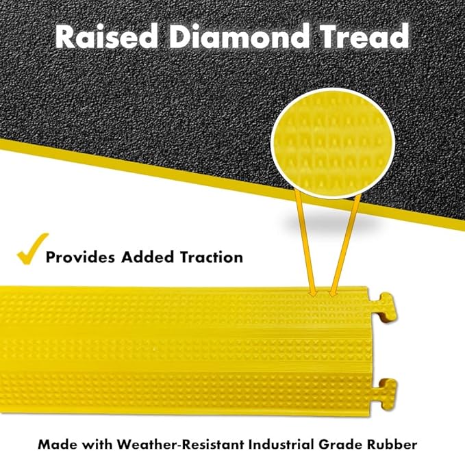 Kable Kontrol Drop Over Floor Cord Cover – 36” Inch Long 1 Channel Cable or Wire Protector – 60 Pcs Bulk Pack - Rubber Ramp for Indoor and Outdoor Use – Black