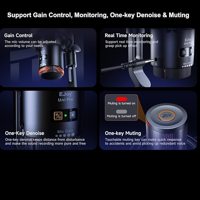 COMICA USB Microphone for Computer and Smartphone, 48kHz/24bit RGB Cardioid - Image 7