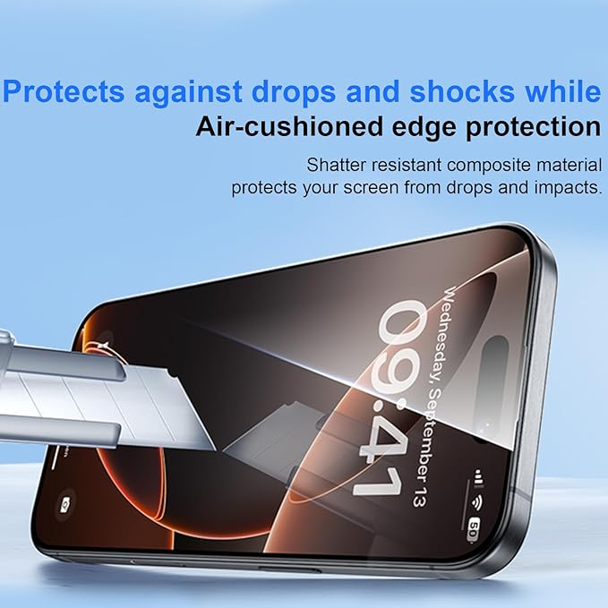 OneFish Full Edge Coverage Tempered Glass Screen Protector for IPhone 15/IPhone 14 Pro 6.1 inch, 2 Pack Edge Reinforcement, Self-Aligning Installation, Case Friendly Privacy Screen Protectors
