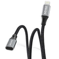 AGVEE 4 inch Lightning Extension Cable, Braided Female to Male Extender Full Function Cord Compatible with iPhone iPad, Data Sync Video Audio & Charging Connector Adapter, Dark Gray