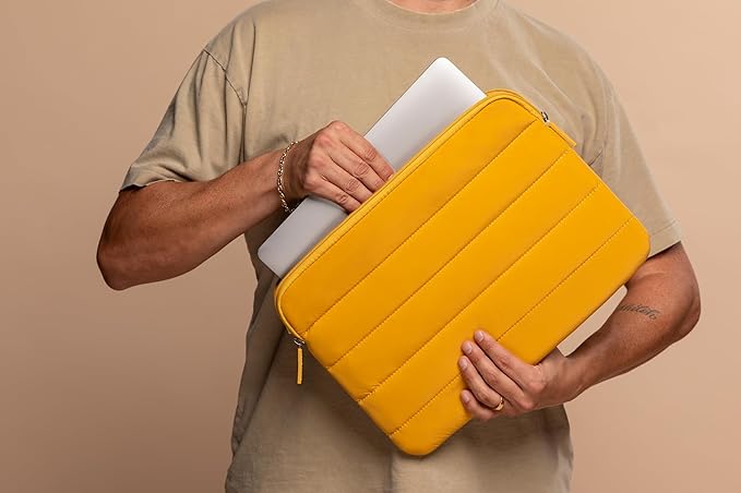 ANECDOTE Laptop Case 15-16 Inch – A Perfect Laptop Sleeve - Compatible with MacBook Air/Pro 15 inch M3 M2 M1 Chip Pro Max 2023-2021 – Fits Well, Made of 100% Nylon with Aesthetic Design (Marigold)