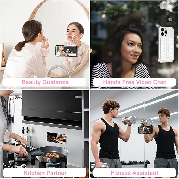 1 Pack Silicone Suction Cup Phone Case Mount Double Sided, Phone Accessories Hands-Free Strong Grip Holder for Selfies and Videos, Silicon Phone Stand Sticky for iPhone and Android Pink
