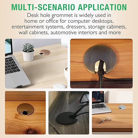 2 Pcs Desk Grommet 1-3/8" / 35 mm, Desk Cord Hole Cover, Cable Grommet Metal Zinc Alloy Materilal, Desk Hole Grommet for Home & Office Pc, Detachable Cable Cord Organizer-Brushed Silver