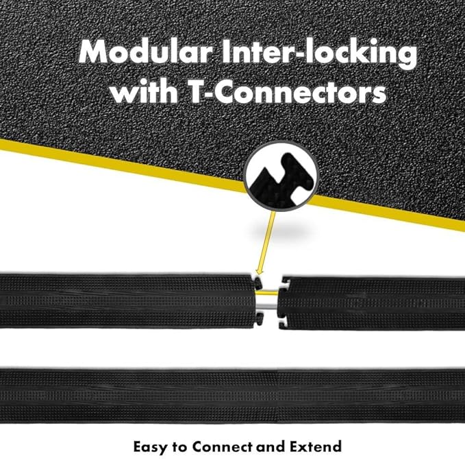Kable Kontrol Drop Over Floor Cord Cover – 60” Inch Long 1 Channel Cable or Wire Protector – 140 Pcs Bulk Pack - Rubber Ramp for Indoor and Outdoor Use – Black