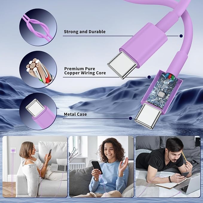 Super Fast Samsung Charger Type C,45W Dual Port USB C Fast Charger Block [2-Pack] & Extra Long 60W 3/6/6/10FT USB C Cable - PD Quick Charging 3.0 for Samsung Galaxy S25 Ultra/S24+/S23 iPhone 16