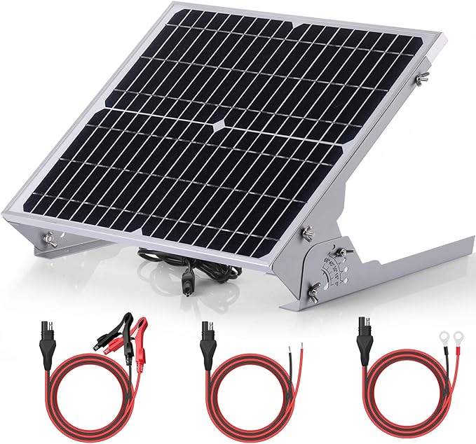 SUNER POWER 20W 12V Solar Battery Charger Maintainer, Built-in Smart MPPT Charge Controller, Adjustable Mount Bracket, Waterproof 20 Watt Solar Panel Kits for Car Automotive Boat Marine RV Trailer