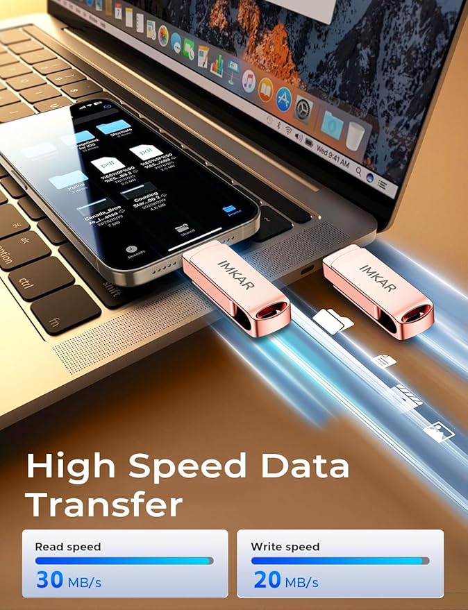 MFi Certified 512GB Flash Drive for iPhone iPad, IMKAR Memory Stick Storage for Photos Videos, Compatible with iPhone iPad Android and PC, Plug and Play No Application Required (Rose Gold)