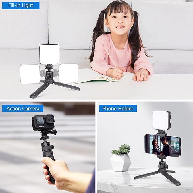 Mini Ball Head, CNC All Metal Aluminum Universal Panoramic Tripod Head Mount for Compact DSLR Action Cam Phone LED Ring Light Monopod Slider, 4.4lb Max Load