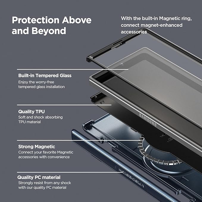 VRS DESIGN Terra Guard Modern for Galaxy Z Fold 7 (2025) – Magnetic Phone Case with Built-in Screen Protector, Rugged Dual Layer Protection & Spring-Loaded Hinge Cover (Metallic Green)