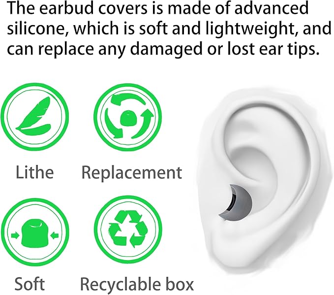 Earbud Replacement Tips Silicone Earbud Tips Eartips Fit Most in-Ear Earbuds - Image 4