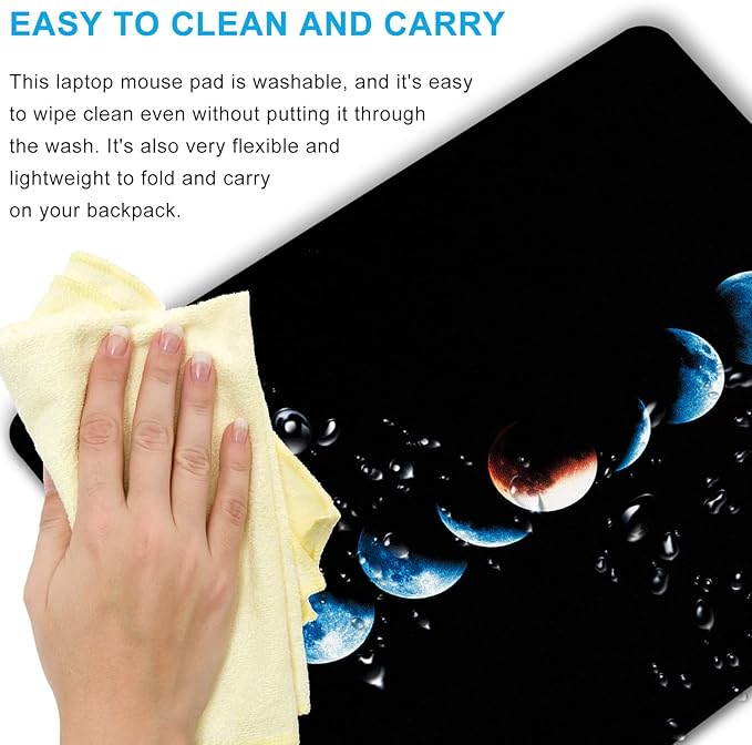 Starry Moon Mouse Pad Personalized Moon Phase Design Computer Laptop Non-Slip Rubber Mousepad 9.5x7.9 Inch