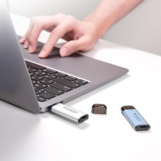 Transcend 1TB External SSD, USB 3.2 Gen2, Up to 1,050MB/s, Portable SSD with Type C, for Steam Deck, ROG Ally, MSI Claw, Windows & Mac, iPhone, iPad, Android, PS5, Xbox, Smart TV, Sky Blue