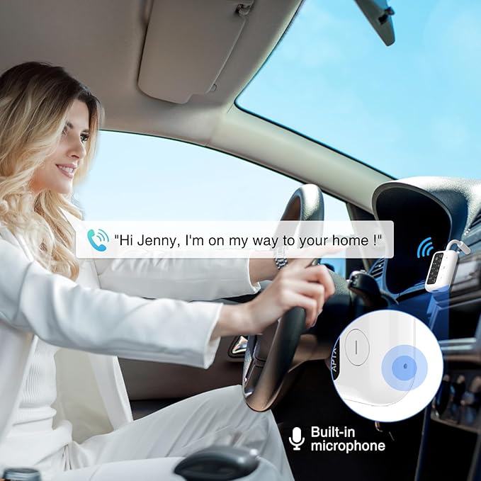 1Mii SafeFly Dot Bluetooth 5.3 Transmitter Receiver for up 2 Headphones,AptX Low Latency/HD,Plane Travel Essentials,Wireless Audio Bluetooth Airplane Adapter for Flight,TV,Car,PC(White)