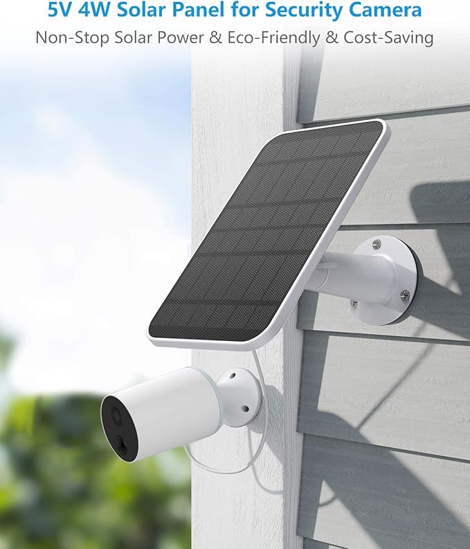 Solar Panel Charger Compatible with Eufycam 3/3C/2C/2C Pro/E40/E20/2/2 Pro/E/L20/L40/Solo/SoloCam Spotlight, 5W Solar Panel for Eufy Camera, Micro USB & USB-C Port, 9.8ft Cable, P65 Waterproof, 3 Pack
