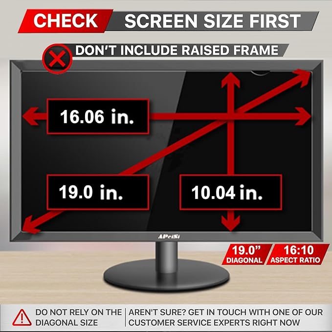 [2 Pack] 19 Inch Privacy Screen Filter for Widescreen 16:10 Monitor | Privacy Shield | Anti-Glare | Anti-Blue light Protector | Eye Protection | Computer Security Private Filter