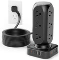 Dual PD 20W Power Strip Tower, TenTrend Surge Protector Power Strip with 12 AC Outlets & 8 USB Ports (4 USB C), 40W Desk Fast Charging Station, 10FT Flat Plug Extension Cord for Desk Office Dorm Room