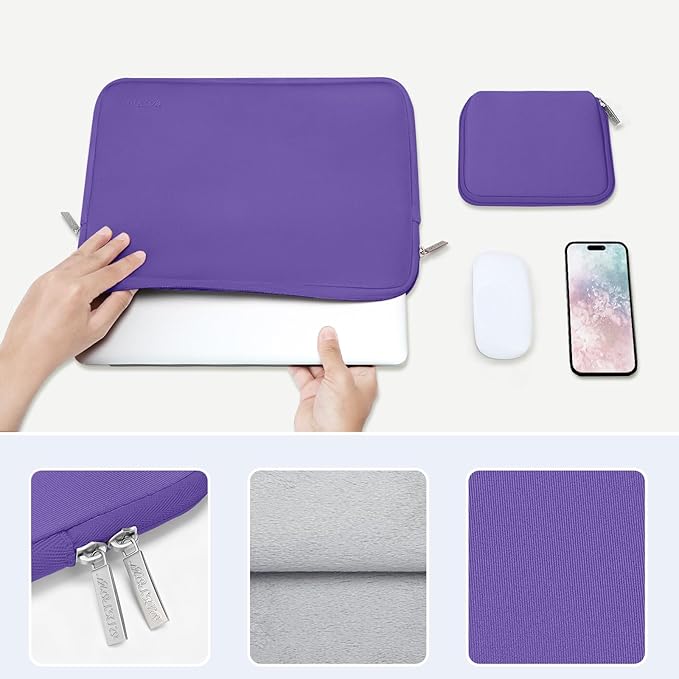 MOSISO Laptop Case 13.3 inch, 13-13.3 inch Laptop Sleeve Bag Compatible with MacBook Air/Pro 13 / Pro 14, HP Dell ASUS Lenovo Notebook, Neoprene Computer Sleeve Bag with Small Case, Ultra Violet