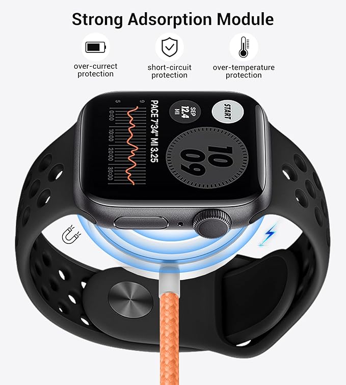 Temdan for Travel Vacation Essentials,3 in 2 USB C Cable for Apple Watch Charger/iPhone 16 Charger/Lightning,Multi Charging Cable Cord,Camping Essentials,Designed for iWatch &iPhone 16-12-4FT Orange