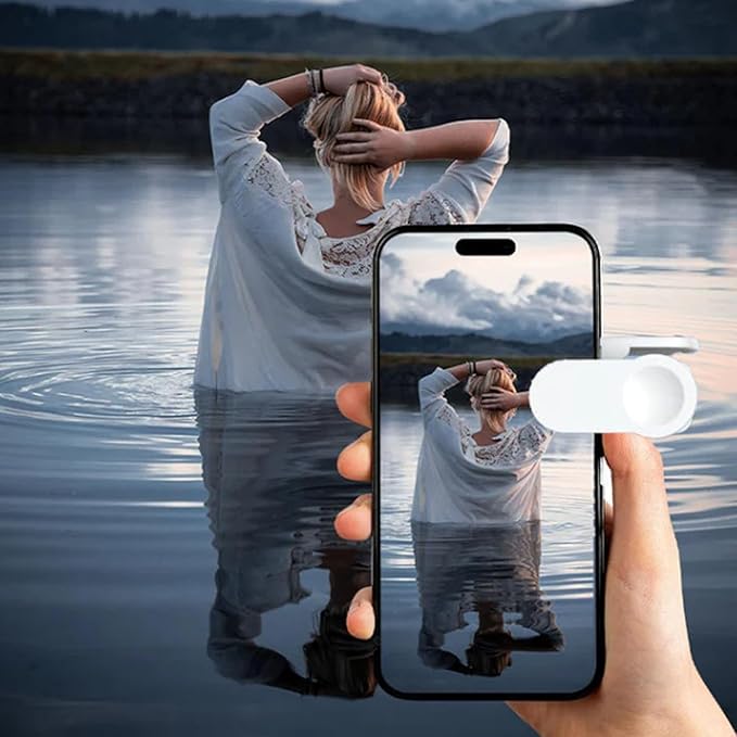 Mirror Effect Lens - Capture Stunning Reflections Instantly,Camera Mirror Reflection Clip for Back Camera Recording, Adjustable Hd Glass Phone Shooting Reflection Mirror (White-Control)