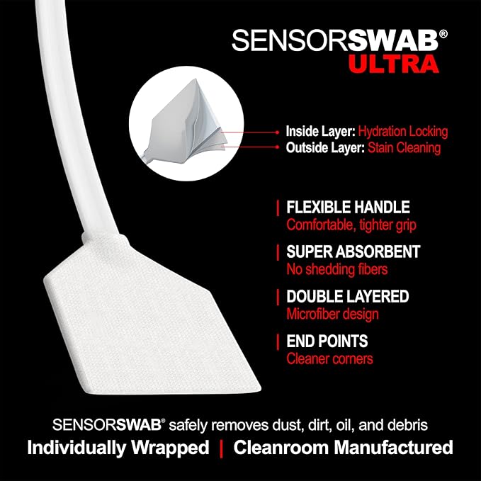 Sensor Cleaning Swab Kit - Eclipse Optic Cleaning Solution (0.5oz/15ml) + Type-3 Sensor Swab Ultra 24mm (Pack of 6) - for Full Frame CMOS and CCD Sensors - Dust & Oil Remover