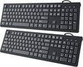 Computer Keyboard Wired, Plug Play USB Keyboard, Low Profile Chiclet Keys, Large Number Pad, Caps Indicators, Foldable Stands, Spill-Resistant, Anti-Wear Letters for PC Laptop (Black, 2-Pack)