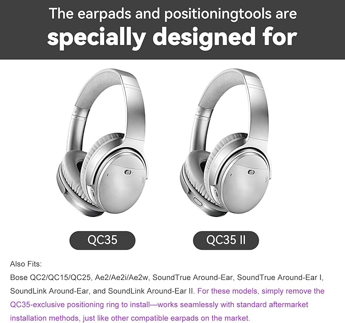 Replacement Earpads Cushions for Bose QuietComfort35&35ii Silver Headphones - Image 2