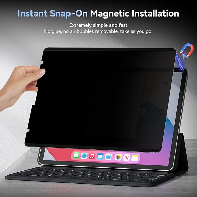 360° 4 Way Magnetic Privacy Filter for iPad Pro 11 inch (2022/2021/2020/2018), iPad Air 5th / ipad Air 4th Generation 10.9 inch, Removable Anti-Glare Blue Light Matte Privacy Screen Protector