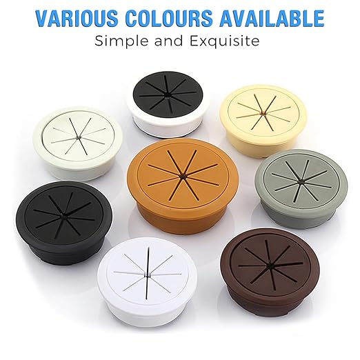 Desk Grommet 2-3/8" (60 mm), Desk Hole Cover for Cables Beige, Cable Grommet ABS Plastic, Desk Hole Grommet for Office and Home Table Cable, Detachable & Flexible Cable Cord Organizer-2 Pcs