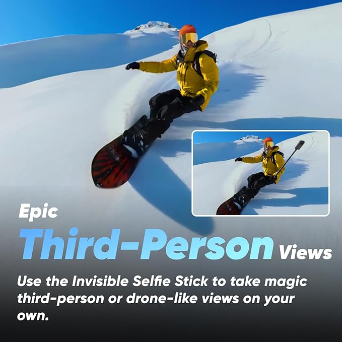 Insta360 X3 Selfie Stick Kit - 360 Action Camera with 5.7K 360 Active HDR Video, 4K Single-Lens Camera, Waterproof, FlowState Stabilization, 2.29" Touchscreen, AI Editing, Motorcycle, Wintersports