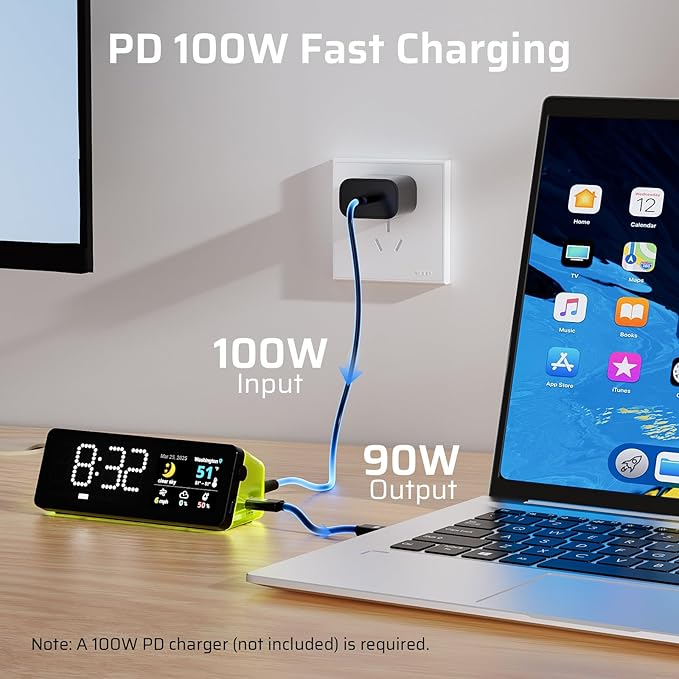 LTC Laptop Docking Station, 7-in-1 USB C Hub with Screen, Multiple Built-in Apps, Multiport Adapter with HDMI 4K@60Hz, 90W Power Delivery, USBC & USBA Data Ports, Dongle for MacBook, Dell, and More