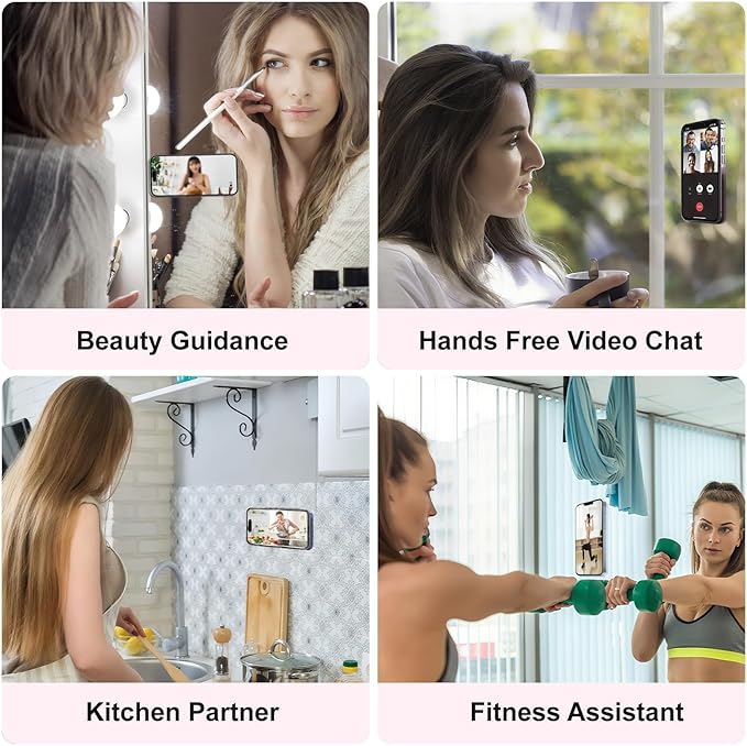 2PCS Silicone Suction Phone Case Mount,Non Slip Suction Cup, Hands-Free Phone Accessories Holder for Selfies and Videos,Silicone Adhesive Stand Sticky for Cell Phone Bright Red