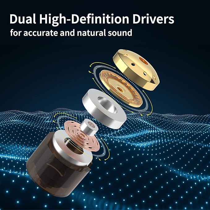 BASN Professional in Ear Monitor Headphones for Singers Drummers Musicians with MMCX Connector IEM Earphones (Pro Clear Colorful)