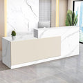Reception Desk with Counter Modern Checkout Counter with Lockable Drawer Keyboard Tray Receptionist Desk for Office Salon Reception Table N Left 79inch/200cm