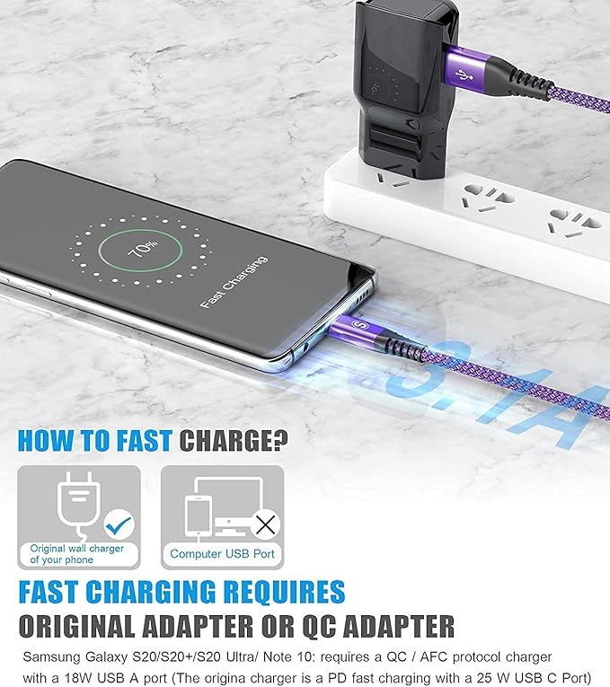sweguard USB Type C Charger Cable [3-Pack,10ft+6.6ft+3.3ft] iPhone 16 Charger Nylon Braided Cord for iPhone 16 15 Pro Max Plus Samsung Galaxy S24 S23 S22 S21 S20 S10 Note 20 10 A54 Pixel LG Moto PS5