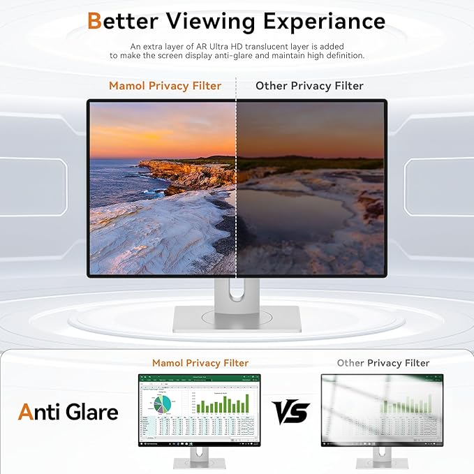 34 Inch Curved Computer Privacy Screen Filter for 21:9 Aspect Ratio Widescreen Monitor - Anti Glare Blue Light Filter, Removable Computer Monitor Privacy Shield, Anti-Scratch Screen Protector
