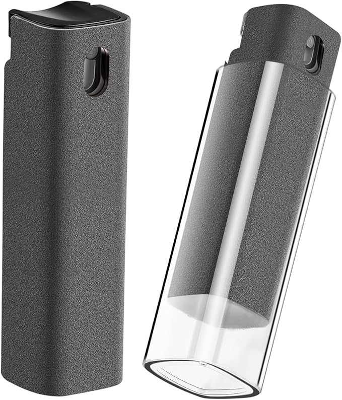 YTT Screen Cleaner, All-in-One Spray & Wipe Cleaner, with Transparent Protective Shell for All Phones, Laptop and Tablet Screens (Gray)