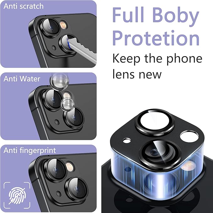 2 Pack Camera Lens Protector for iPhone 15 / iPhone 15 Plus,[Not Easy to Breakn ] AR Tempered Glass Strong Adsorption Metal Camera Cover Screen-pink