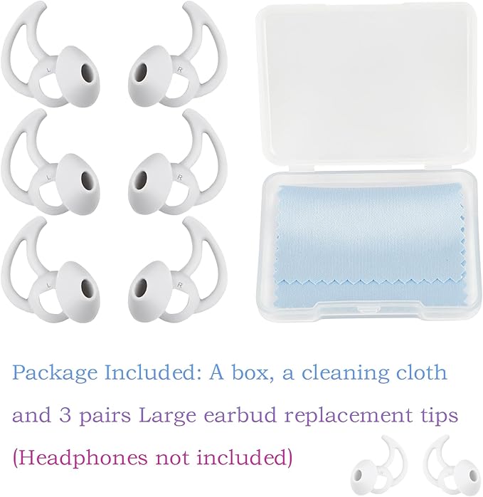 Silicone Ear Tips Replacement Earbud Tips Compatible with Bose Quietcomfort and Sport Headphone Ear Bud Tips Earbud Covers Large 3 Pairs
