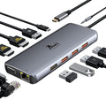 LIONWEI Laptop Docking Station Dual Monitor, 11-in-1 to 4K HDMI,VGA,Gigabit Ethernet,3 USB 3.1 10G,2 USB 2.0,87W PD,Audio for Dell/Surface/HP/Lenovo Laptops