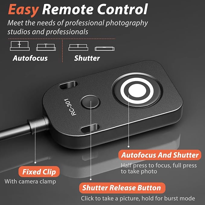 for Canon RS-80N3 Shutter Release Cable R5 R5C R5II 5DIV 5D3 5D2 6DII Remote Camera Small Shutter Release Control 11.8in/30cm Cable Remote Wired Button 1DX Mark II,1ds ii (RC301-N3 11.8in/30cm)